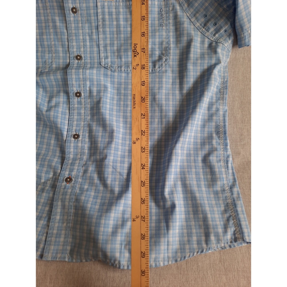 Orvis Men XL Vent Outdoor Plaid Pocket Button Shirt SS Recycled Polyester Blue - Picture 5 of 9